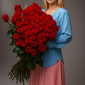 Букет из 51 красной розы 100 см